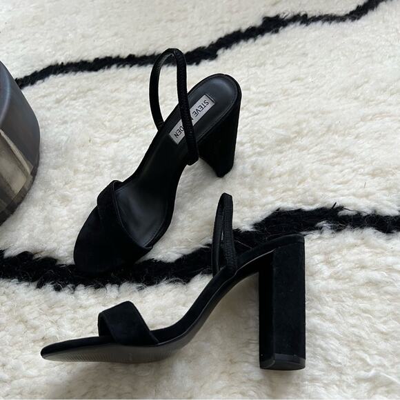 Steve Madden Cameo Black Suede Block Heel Sandals - Picture 2 of 6